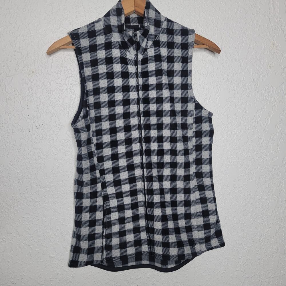 Cuddl Duds Womens Cozy Comfort Black Plaid Fleece Full Zip Thermal Layer Vest✨️M - Picture 5 of 11